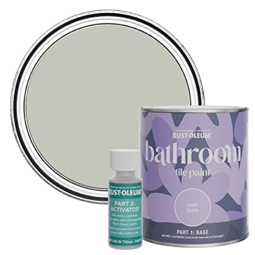 Image of Rust-Oleum Grey Water-Resistant Bathroom Tile Paint in Matt Finish - Tyne Fog 750ml