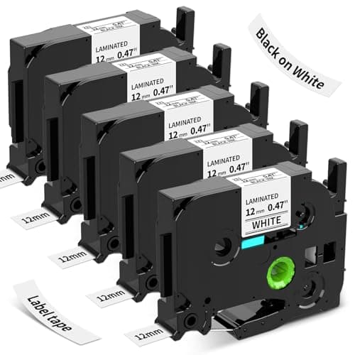 Image of Suminey Compatible Label Tape Replacement for Brother Label Printer Tape Ptouch TZ Tape TZe-231 12mm Black on White 0.47 Laminated Cassette for PT-H110 PT-1000 GL-H105 PT-E110 GL-200 PT-1080, 5 Pack