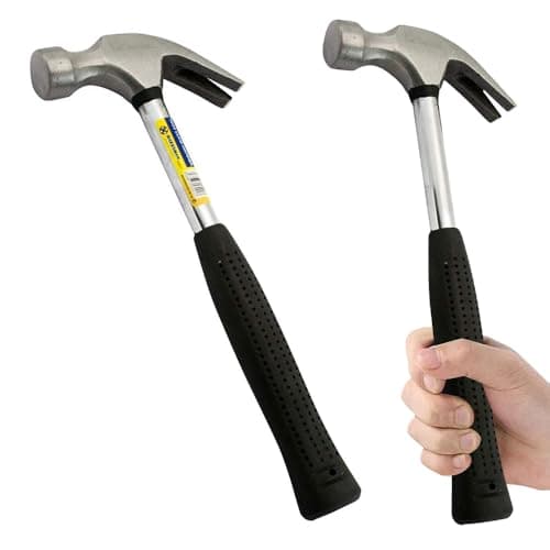 Image of 16Oz Claw Hammer - Heavy Duty, Metal Shaft Rubber Grip | Non Slip Handle, Curved Nail Steel Head, Multi Purpose Household DIY, Work Screw Nails, Durable
