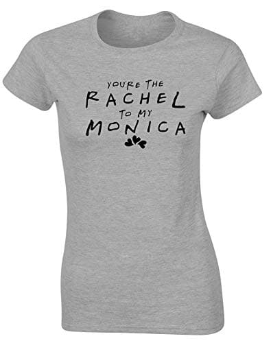 Image of Hippowarehouse You're The Rachel to My Monica Womens Fitted Short Sleeve t-Shirt (Specific Size Guide in Description) Grey
