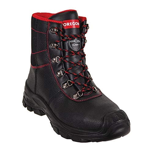 Image of Oregon Sarawak Class 1 Leather Chainsaw Protective Boots, Metal Toe Cap, Professional Recommended Water Resistant Anti Static Safety Work Boot, UK Size 9 (43 EU)