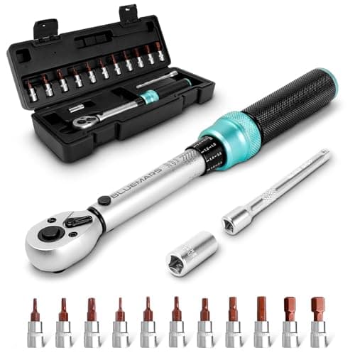 Image of BLUEMARS Bicycle Motorcycle 1/4 Inch Torque Wrench Set 1-25 Nm, Drive Click Torque Wrench Set with Dual Direction Adjustable 72 Tooth for Road and Mountain Bike and Motorcycle Maintenance