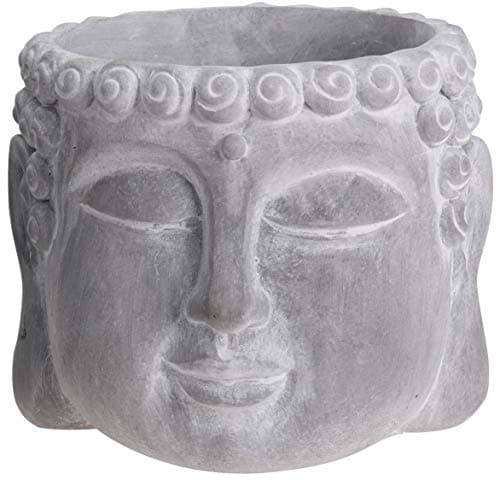 Image of Muddy Hands Buddha Head Cement Plant Pot Indoor Home Decorative Flower Succulent Cactus Herb Planter (Ø 9cm Grey)