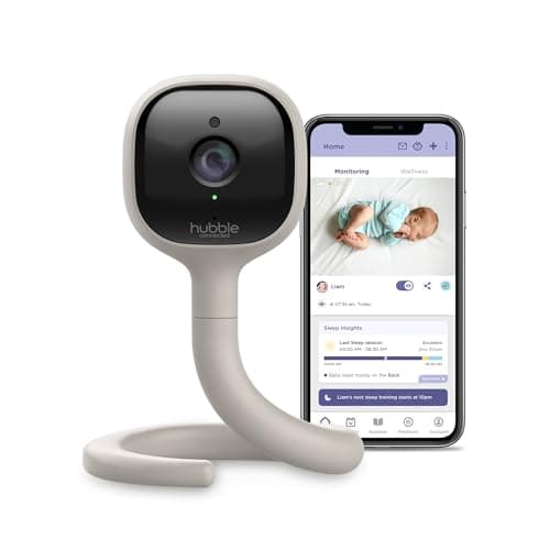 Image of HUBBLE CONNECTED AI Vision 5-in-1 2K UHD Baby Monitor with AI Alerts, True Cry Detection, Sleep Insights, Nightlight & Smart Soother, Flexible Mount, Dual-Band Wi-Fi (5 & 2.4 GHz)