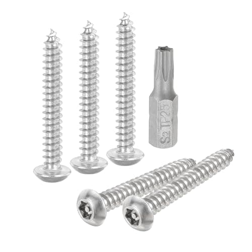 Image of sourcing map M5 x 40mm Button Head Torx Security Sheet Metal Screws, 30pcs 304 Stainless Steel Tamper Resistant Self Tapping Screws, Anti-Theft Wood Screws with T25 Bit (Silver)