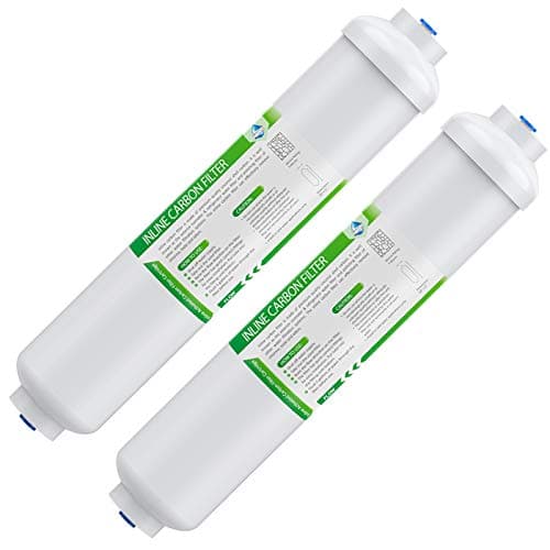 Image of Membrane Solutions T33 Inline Water Filter, 1/4" Quick-Connect Filter Replacement Cartridge in-line Filter for Refrigerator & Ice Maker, Post-Carbon Filter for Reverse Osmosis Water System, 2 Pack