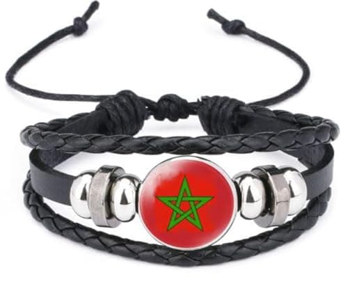 Image of vmcoatdu World Many National Flags Bangle Retro Alloy Leather Bracelet for National Flag Braided Rope Bracelet Bangle, One Size, Metal, alloy