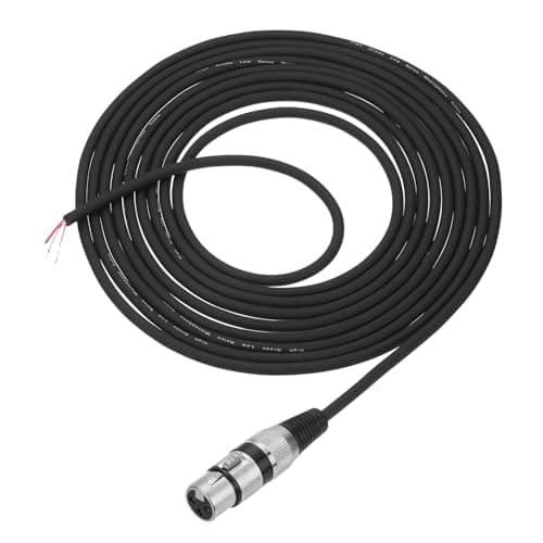 Image of sourcing map 4m/13ft XLR Microphone Open End Cable, 3Pin XLR Female OFC Microphone Cable Pigtail Bare Wire Connector Speaker Audio Extension Cord for DJ/PA Amplifier Subwoofer, Black