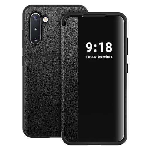 Image of Phone Case for Samsung Galaxy Note 10 Case S View Window, Slim Translucent Clear View Folio 360 Degree Protective Flip Cases for Samsung Note 10 Flip Cover Case for Galaxy Note 10 5G (Black)