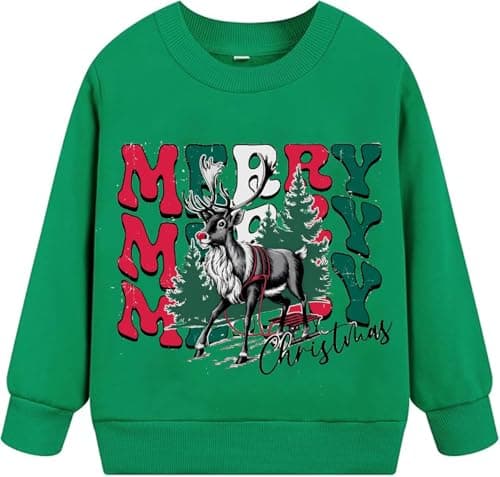 Image of TCWWBB Big Girls Christmas Jumper Sweatshirt Pink Cat Xmas Jumpers Toddler Cat Tops Baby T-Shirts Long Sleeve Cotton Crew Neck Casual Winter Clothes Age 9-10 Years