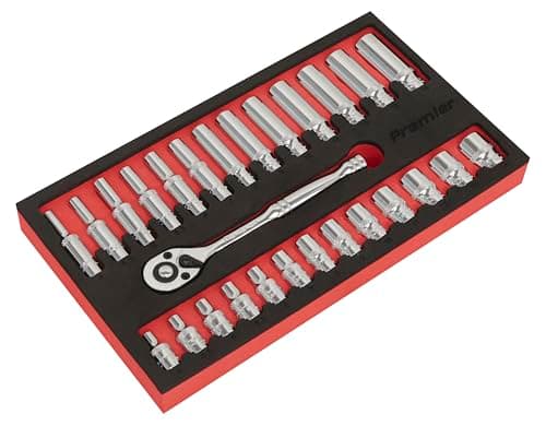 Image of Sealey AK66721 27pc 1/4"Sq Drive Ratchet Wrench & Socket Set