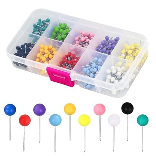 Image of 500 Pcs Map Push Pins, 1/8 Inch Cork Board Pin, Round Head Push Pin Board Pins,10 Colors Plastic Pin with Steel Points,Decorative Map Push Pin for Cork, Fabric Marking, Poster