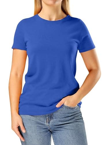 Image of Looks Divine Gift Women's T-Shirts Crew Neck Short Sleeve Ladies Cotton T-Shirt for Women UK (UK, Alpha, M, Regular, Regular, Royal Blue)