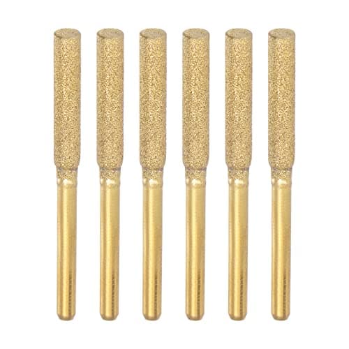Image of sourcing map 6pcs Diamond Coated Chainsaw Sharpener Bits 5/32" 4mm Cylinder Head, Titanium Plated Electric Chain Saw Grinder
