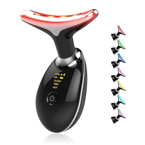 Image of INTENSO Face Massager, Anti-Aging Neck Eye Massager with 7 Colors 3 Modes, Facial Massager for Skin Care, Anti-Wrinkle Device for Slimming Face-Black