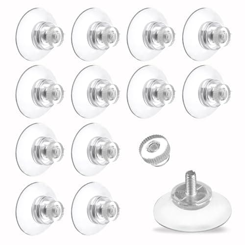 Image of 12 pcs Suction Cups, 32 mm Clear Window Suckers for Glass, Sucker Pads with Knurled Nut for Window, Tiles, Wall, Door, Bathroom, Kitchen Suction Holder