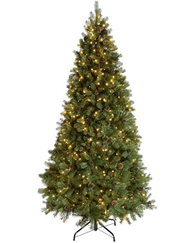 Image of WeRChristmas Pre-Lit Craford Christmas Tree with Pinecones & 400 Chasing Warm LED Lights, 6 feet/1.8m