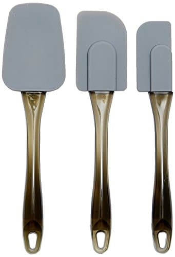 Image of Amazon Basics Rectangular Silicone Spatulas, 3 Piece Set (small, medium and large), Gray