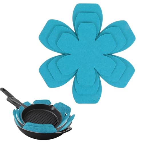 Image of Xinjoduz 6 PCS Pot and Pan Protectors, Azure Pan Protectors in 3 Sizes Thicker Felt Pan Separators for Stacking Non Stick Premium Pan Dividers Protectors Pad for Pans Bowls Ceramics Glassware Cookware