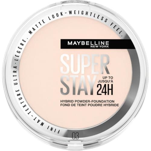 Image of Maybelline Powder Foundation, Long-lasting 24H Wear, Medium to Full Coverage, Transfer, Water & Sweat Resistant, SuperStay 24H Hybrid Powder Foundation, 03