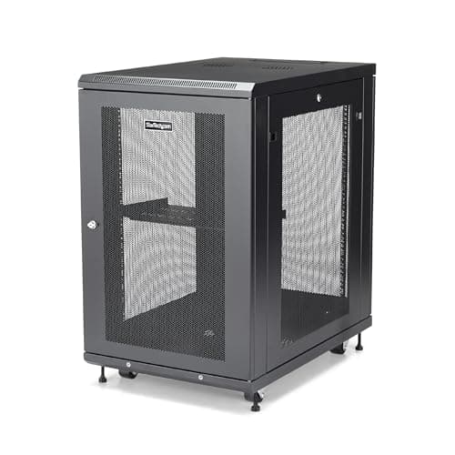 Image of StarTech 18U Enterprise-Grade Server Rack Cabinet Kit, 19in Enclosed 4-Post Rack with Shelf and Cable Management, 29in (75cm) Mounting Depth, 992lb (450kg) Capacity
