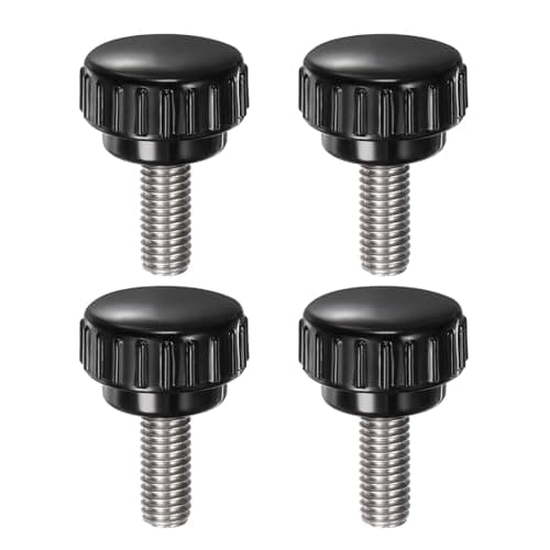 Image of sourcing map 4pcs Knurled Clamping Knobs M8 x 20mm Metric 304 Stainless Steel Male Thread Thumb Screw on Type 25mm Plastic Round Head Threaded Hand Bolt Stud Knobs Black