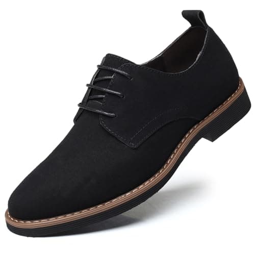 Image of Mens Suede Shoes Dress Oxfords Shoes Lace Up Classic Derbys Brogues Wedding Shoes Black 11
