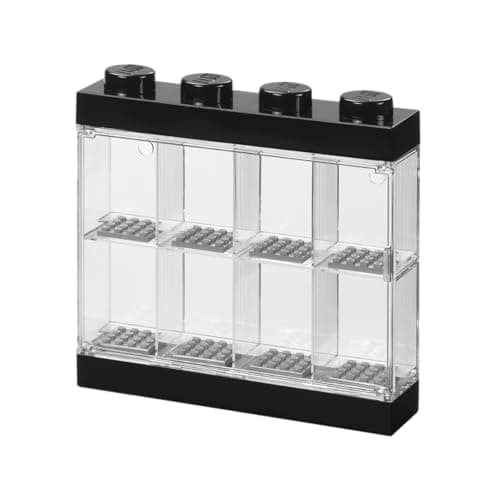 Image of LEGO Minifigure Display Case 8 Black, Stackable Container for Wall or Desk, Space for 8 Minifigures, Home Office Display Cabinets LEGO storage