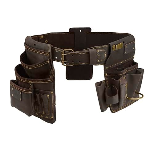 Image of OX Tools Pro Oil Tanned Leather Rigs Drywall Rig Pro 4-Piece Drywaller's Rig | Tool Pouch for Pro Drywall Contractor | P263804