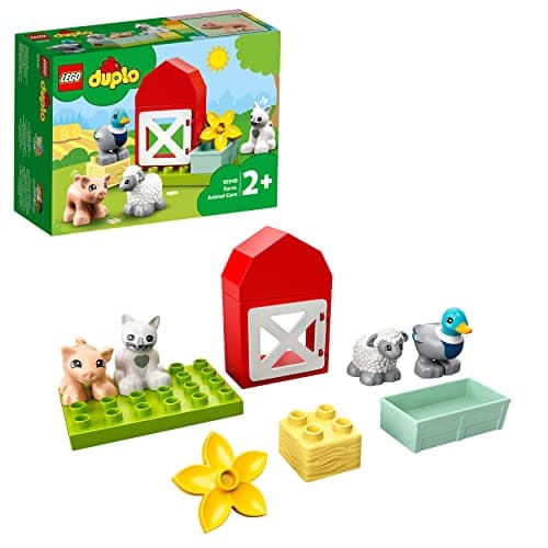 Image of LEGO 10949 DUPLO Town Farm Animal Care Toy Toddlers, Girls And Boys 2 Plus Years Old With Duck, Pig, Sheep & Cat Figures, Early Development Toys