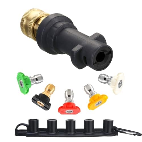 Image of Tool Daily 5 Pcs Pressure Washer Spray Nozzle Tips with Adapter for Karcher K Series K2 K3 K4 K5 K6 K7, Jet Wash Nozzle with Holder, 1/4 Inch Quick Connect, 2.5 GPM, 4000 PSI