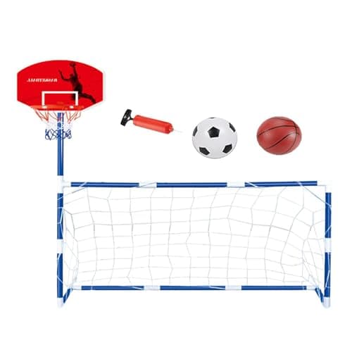 Image of Basketball Hoop for Kids - 2 In 1 Sports Activity Center - Indoor and Outdoor Basketball Hoop Football/Soccer Goal Play Set for Children
