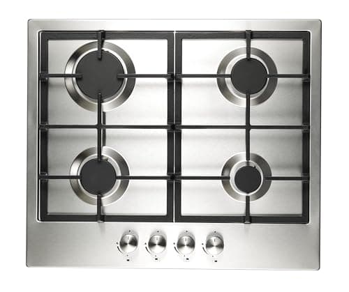 Image of Cookology GH606SS Gas Hob Stainless Steel - 60cm - Built-in 4 Burners - Cast Iron Pan Supports - Auto Igniton and Easy to Use Dials