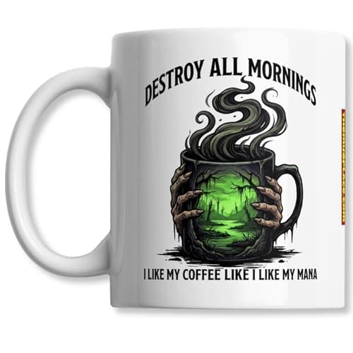 Image of Aggressive & Defiant Dark Roast Mana Gift Mug - Morning Maw - Destroy All Mornings Coffee Joke For Gaming Table & Desk - 11oz Ceramic