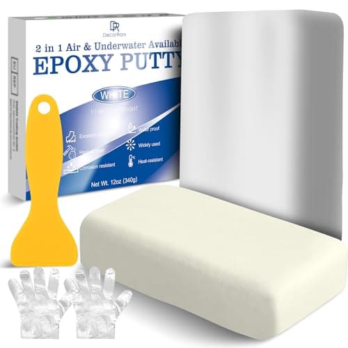 Image of Epoxy Putty - 340g 2 Part Strong Formula, Ceramic Repair for Cracks, Filling & Epoxy Sculpt - for Metal, Concrete, Plastic, Ceramics - Fast, Durable Concrete Crack Repair & Plumbers Putty (White)