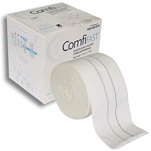 Image of Comfifast Elasticated Tubular Stretch Viscose Bandage - for Large Limbs, Blue Line 7.5cm (for Limb Circumference 20-45cm) - 10m Roll