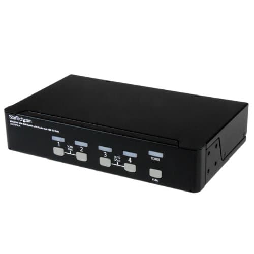 Image of StarTech.com 4 Port DVI USB KVM Switch with Audio and USB 2.0 Hub - KVM switches (Black, USB, USB, Wired, 2560 x 1600 pixels, 45 x 253 x 115 mm)