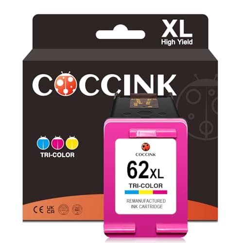 Image of COCCINK Printer Ink Cartridges Replacement Compatible with OfficeJet 8045 200 250 252 5470 5740 5745 5660 7640 7645 5540 5541 5545 5640 5642 for HP 62 XL 62XL Colour