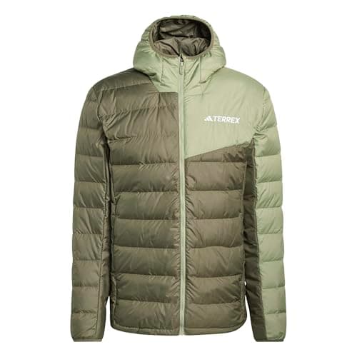 Image of adidas Men's Terrex Multi Light Down CLIMAWARM Hooded Jacket, olive strata/tent green, XS