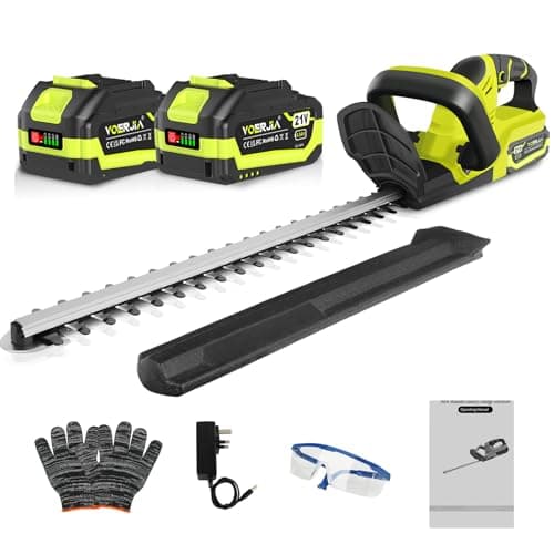 Image of VOERJIA Cordless Hedge Trimmer, Lightweight & Easy Electric Hedge Cutter with 2 x 4.0Ah Batteries, 50cm Blade Brushless Garden Trimmer for Precise Hedge & Bush Cutting