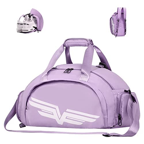 Image of FIORETTO 30L Sports Gym Bag with Wet Pocket & Shoe Compartment, Water Repellent Weekend Hospital Overnight Bag for Women, Sports Holdall Backpack (Purple)