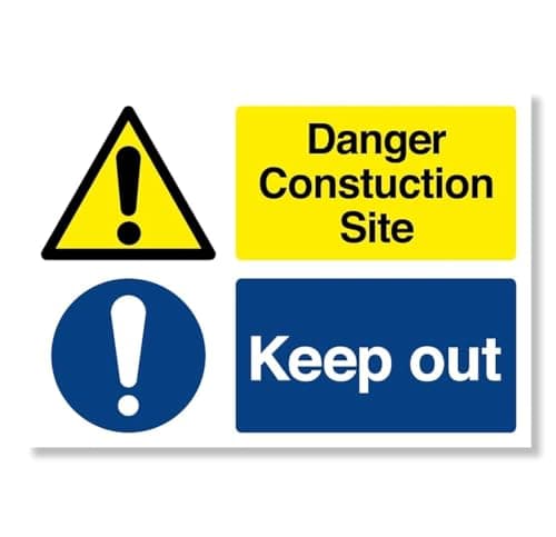 Image of Punkcards - Danger Construction Site Keep Out, Safety Warning Sign, A2 594 x 420mm 3mm Foamex