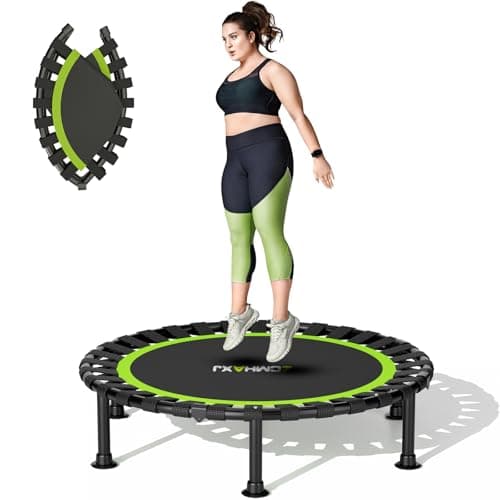 Image of ZCMHAXJ Foldable Mini Trampoline, 40" Rebounder Trampoline for Adults & Kids, 440lbs Capacity Indoor Fitness Workout Exercise Equipment