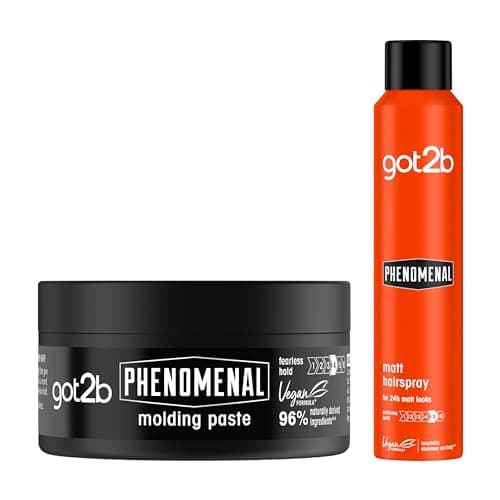 Image of got2b Phenomenal Molding Paste 100 ml, Fearless Hold, Natural Looking Finish, Powerful Fragrance and got2b Phenomenal Matt Hairspray 200 ml, Dramatic Hold, 24h Powerful Matt Looks