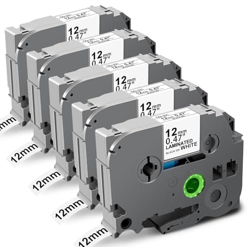 Image of Compatible with Brother P-Touch TZe-231 Label Tape, 12mm 0.47" for Brother Label Printer Laminated, Black on White Tze Tz Tape for PT-E110 H110 H101C H105 PT-1000 PT-H108 Label Maker, 5-Pack