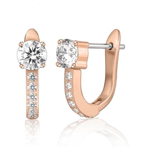 Image of Limerencia Hypoallergenic Titanium F136 Implant Grade Small Hoops | Huggie Earrings, Cubic Zirconia Cuff Earrings Lightweight for Women (Rose Gold)