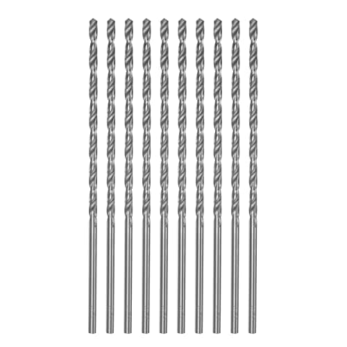 Image of sourcing map 10pcs Extra Long Drill Bits, 3.2mm HSS Drill Bit with High Speed Steel Straight Shank 120mm Length for Metal Woodwork Plastic Aluminum Alloy
