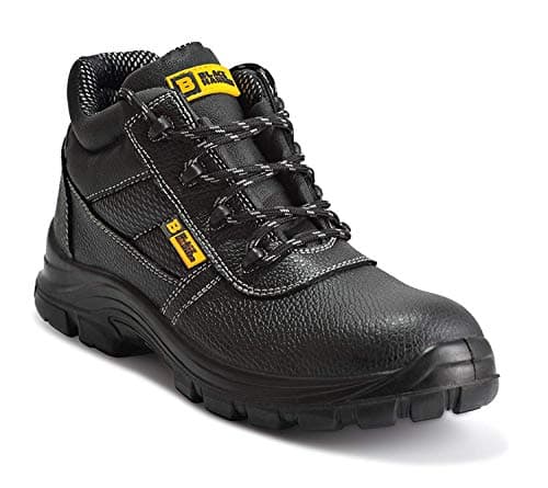 Image of Black Hammer Mens Safety Boots Work Waterproof Shoes Leather Steel Toe Cap Working Ankle Lightweight Footwear S3 SRC 1007, 10 UK, Black Waterproof