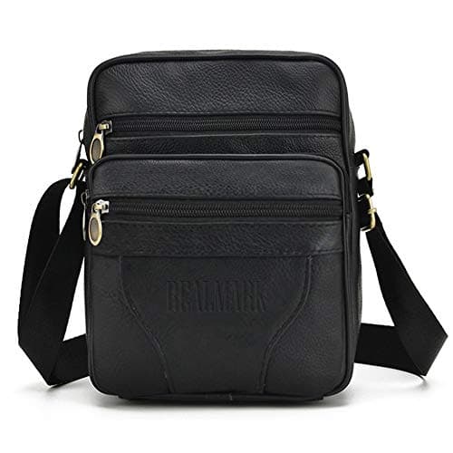 Image of Realmark Men's Leather Shoulder Bags Genuine Leather Cross Body Bag Messenger Business Handbags Small Side Satchel Crossbody Bag