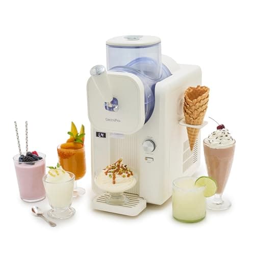 Image of GreenPan Frost Ice Cream Maker & Slushie Machine, Soft Serve, Sorbet, Margaritas, Milkshakes, Frozen Yogurt, No Pre-Freezing, Ready in 15 Mins, 6 Modes, 7 Textures, Self-Cleaning, Cream